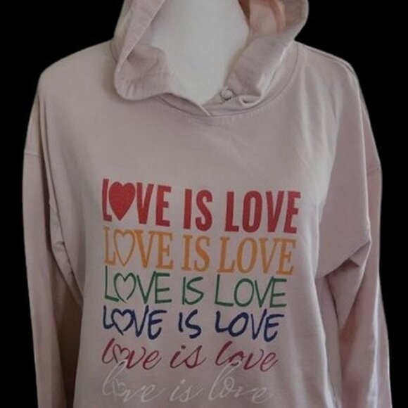 FEELING PROUD Pink Love is Love Hooded Pullover Sweatshirt Hoodie Ladies SMALL - Picture 5 of 6